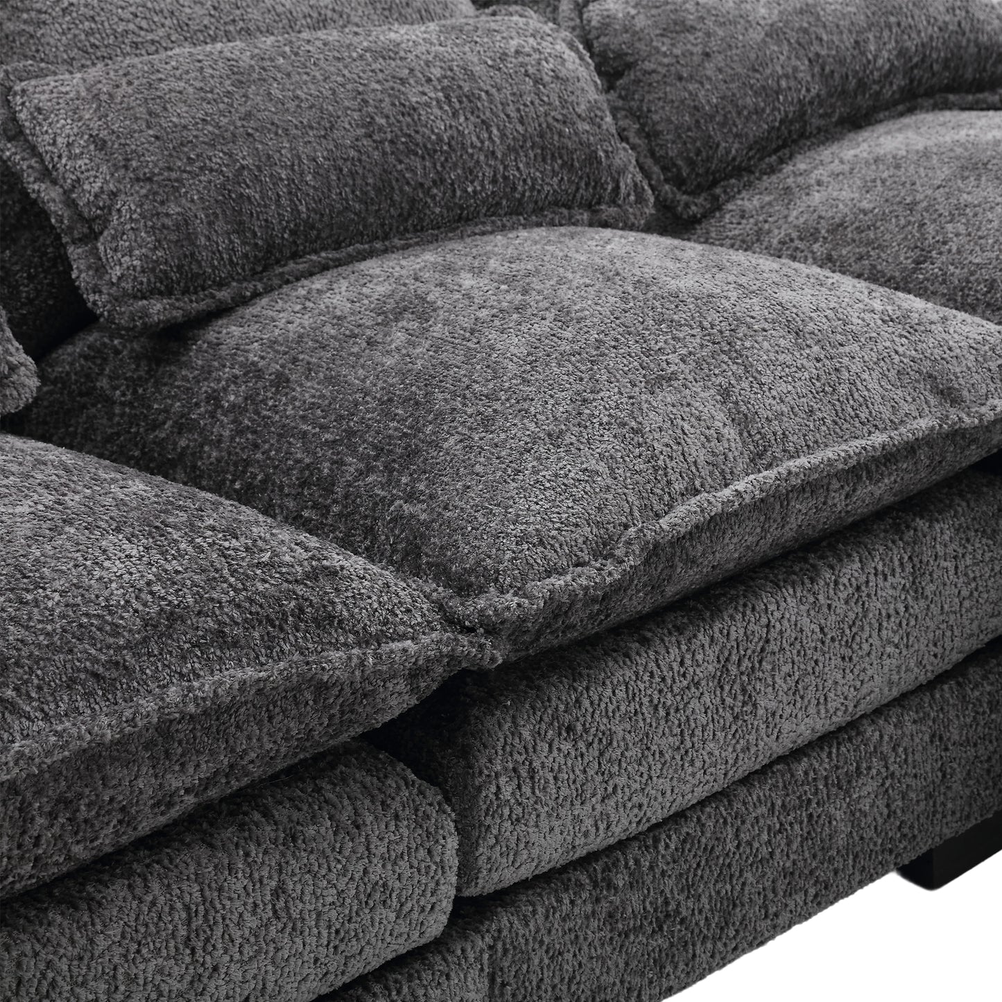 UNITED WE WIN Modern Large chenille Fabric U-Shape Sectional Sofa