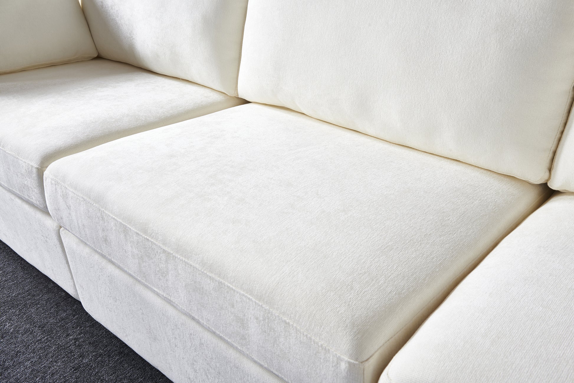 modular sofa whitechenille fabric,  simple and grand, the seat and back is very soft. this is also a KNOCK DOWN sofa