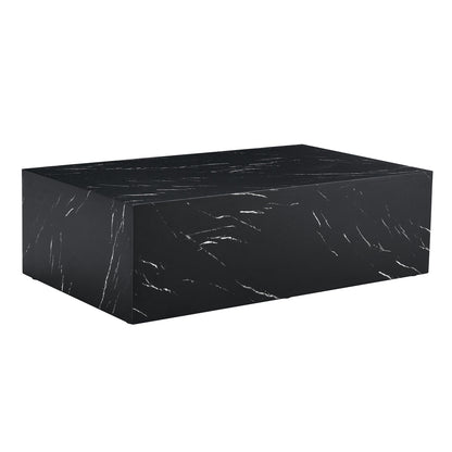 39.3*23.6*11.8 Inch Black Marble Texture MDF Coffee Table - Luxurious Design, Perfect Living Room Accent.Fashion texture design coffee table, suitable for various situations and scenes.