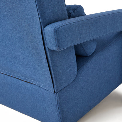 Modern Upholstered accent chair, Comfortable Linen Fabric with a pillow for Living room,bedroom. Linen, Navy Blue