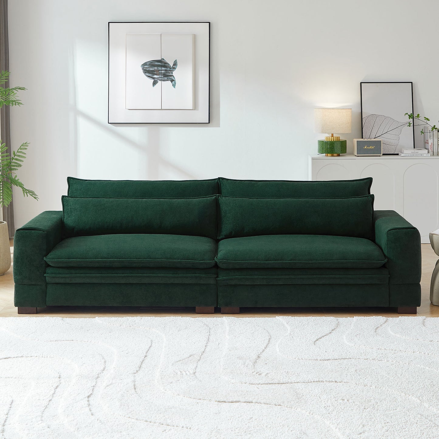 104.72'' Mid-Century Sofa Couch Modern Upholstered Couch for Livingroom,Bedroom, Apartment, Home Office GREEN