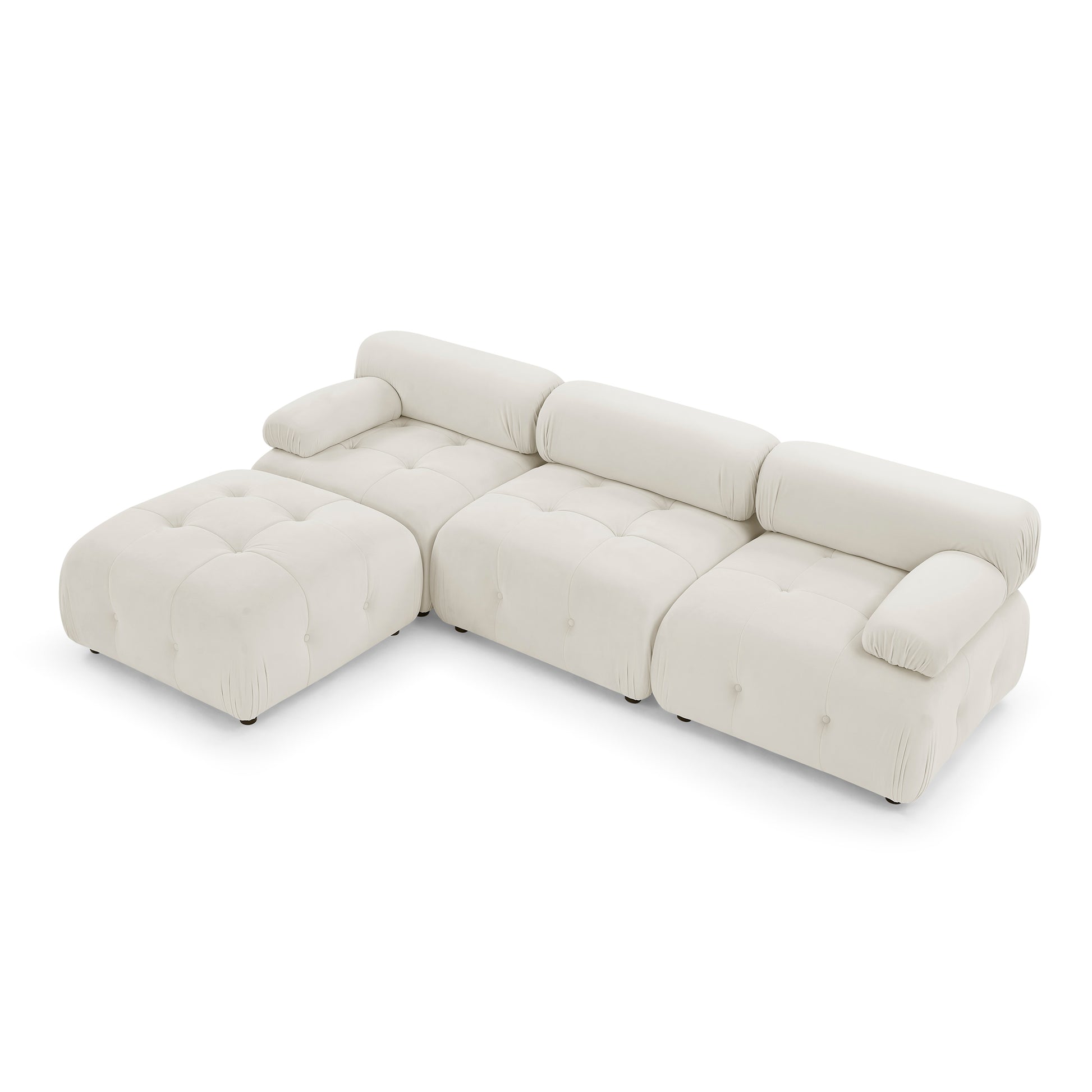 Modular Sectional Sofa, Button Tufted Designed and DIY Combination,L Shaped Couch with Reversible Ottoman, Beige Velvet