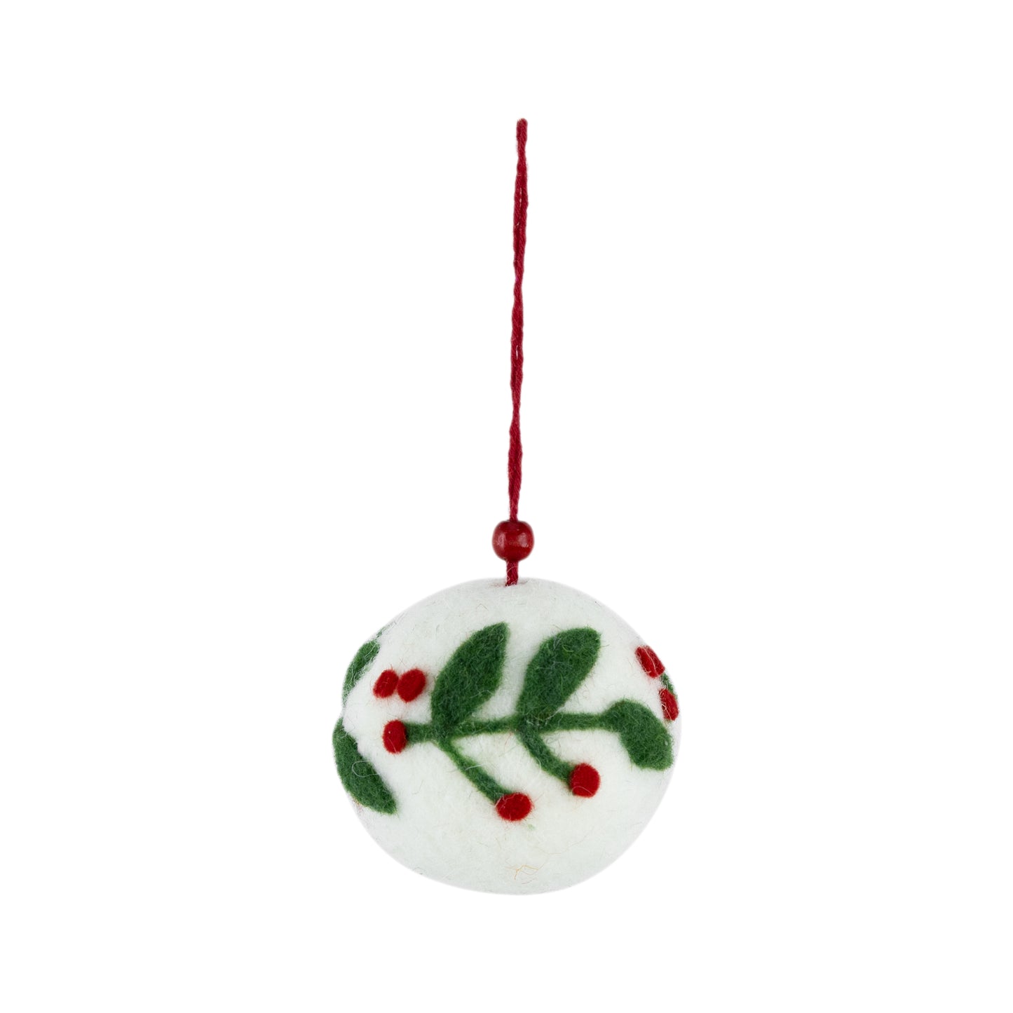 3.1"Dia Wool Felt/Polyfoam Holly Berry Deco Ball Ornament, Decorative Hanging Ball Christmas Tree Ornaments for Holiday Party Decorations, Set of 8