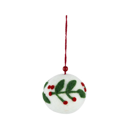 3.1"Dia Wool Felt/Polyfoam Holly Berry Deco Ball Ornament, Decorative Hanging Ball Christmas Tree Ornaments for Holiday Party Decorations, Set of 8