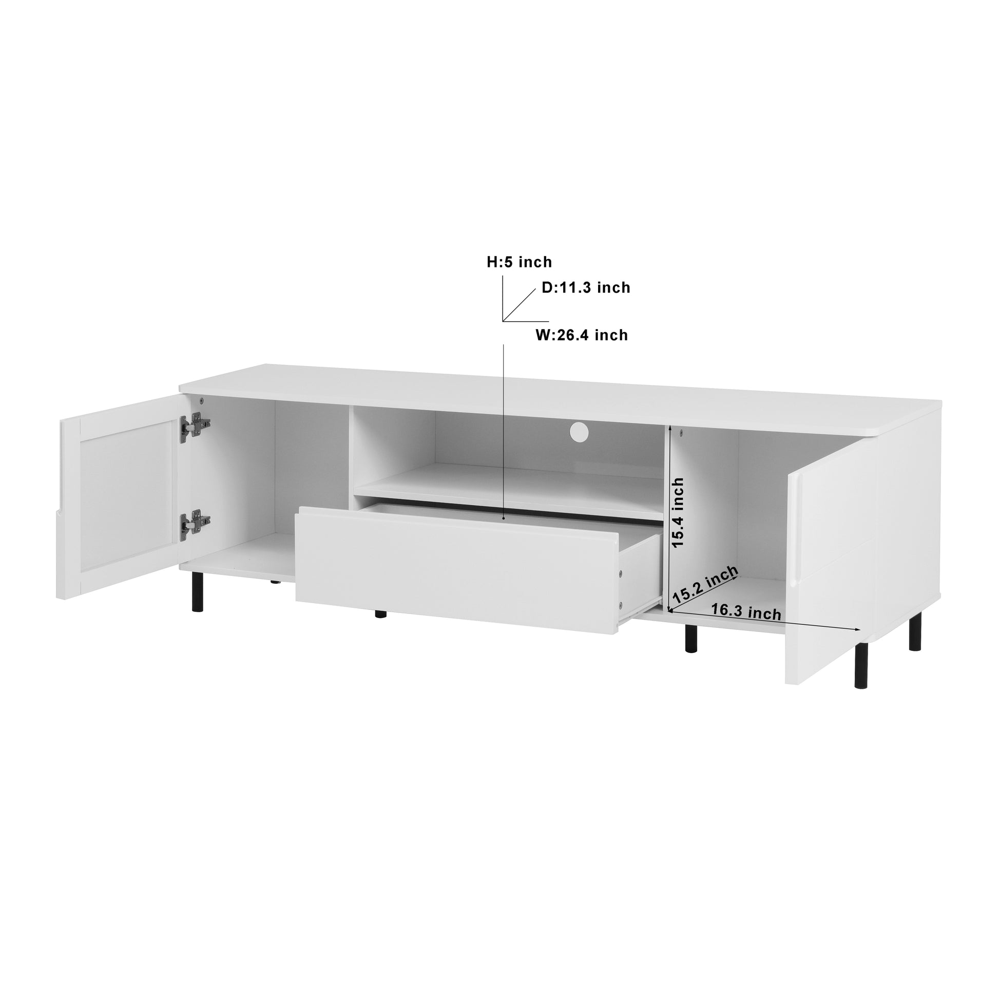 Modern TV Console, TV Stand, Entertainment Center with Storage Shelves,TV Cabinet for Living Room, Bedroom, Cloud White 63x15.74x19.68 inch