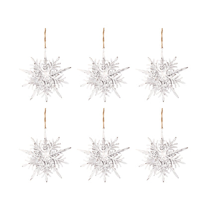 6.1x1.8x6.3" Iron Snowflake Hanger, Decorative Hanging Ball Christmas Tree Ornaments for Holiday Party Decorations, Set of 6