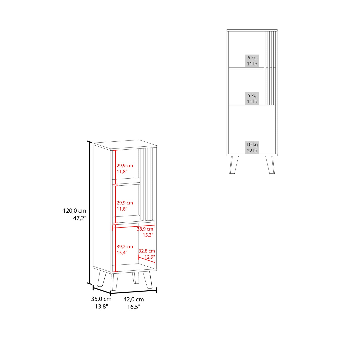 Ac Chin Storage Cabinet with a Door and Open Storage, Wengue + Natural Oak