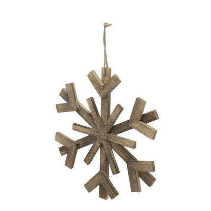 17.7" x 17.7" Large Fir Wood Snowflake Ornaments, Hanging Home Decor Accents for Christmas Tree, Wall Art, Holiday Display, Set of 2