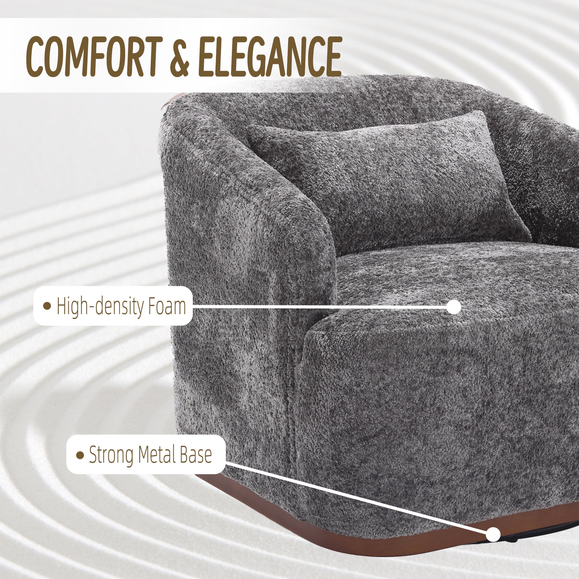 COOLMORE Swivel Barrel Chair, Comfy Round Accent Sofa Chair for Living Room, 360 Degree Swivel Barrel Club Chair, Leisure Arm Chair for Nursery, Hotel, Bedroom, Office, Lounge (Gray Boucle)