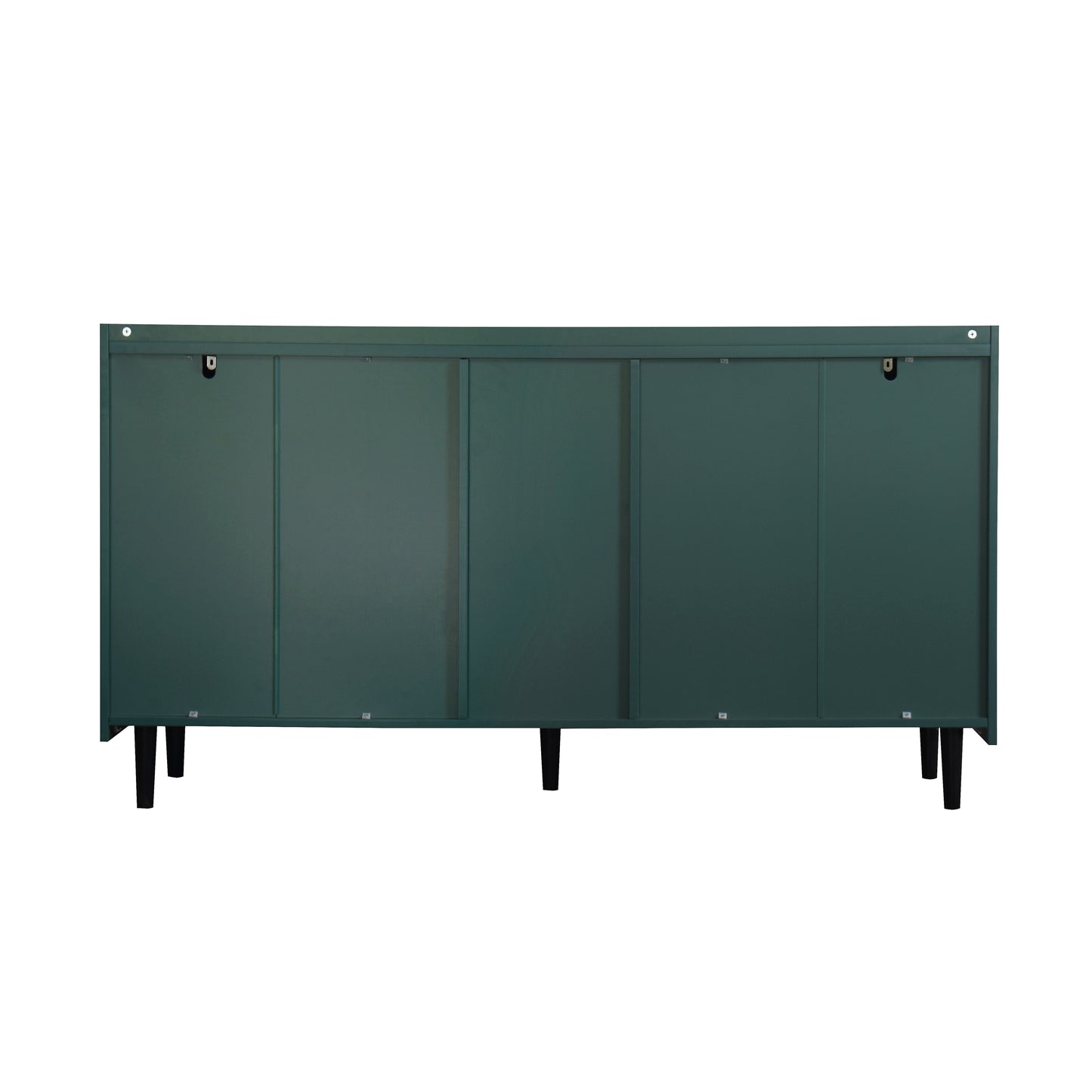 Modern Kitchen Pantry Storage Cabinet , 55" Coffee Bar Storage Cabinet with 2 Drawers, 2 Open Storage Compartment & 2 Glass Doors, Wood Buffet Table for Kitchen, Living Room, Green