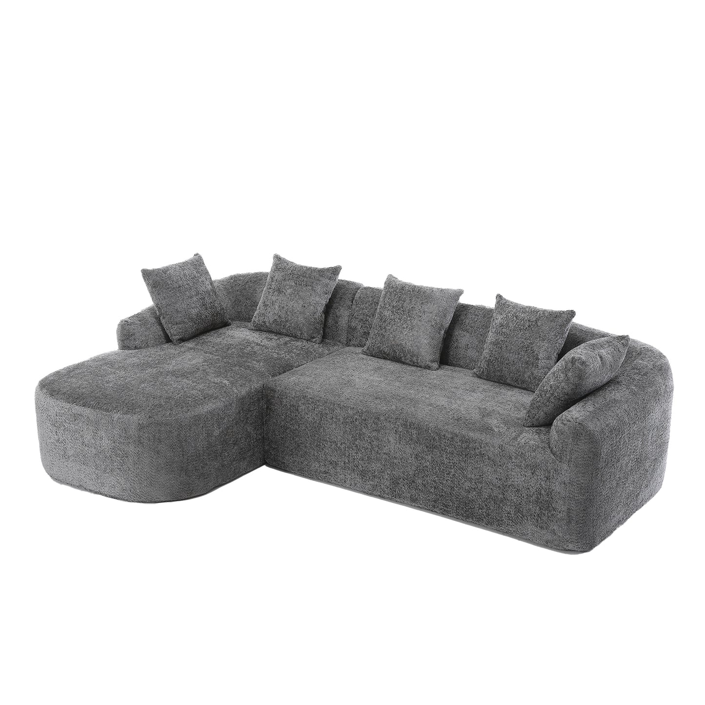 COOLMORE Boucle Sofa 3 Seater for Living Room Oversized Comfy Sofa L-Shape Sofa Couch with Chaise Home Furniture Sleeper Sectional Sofa for Apartment, Office Left Hand Facing (Gray)