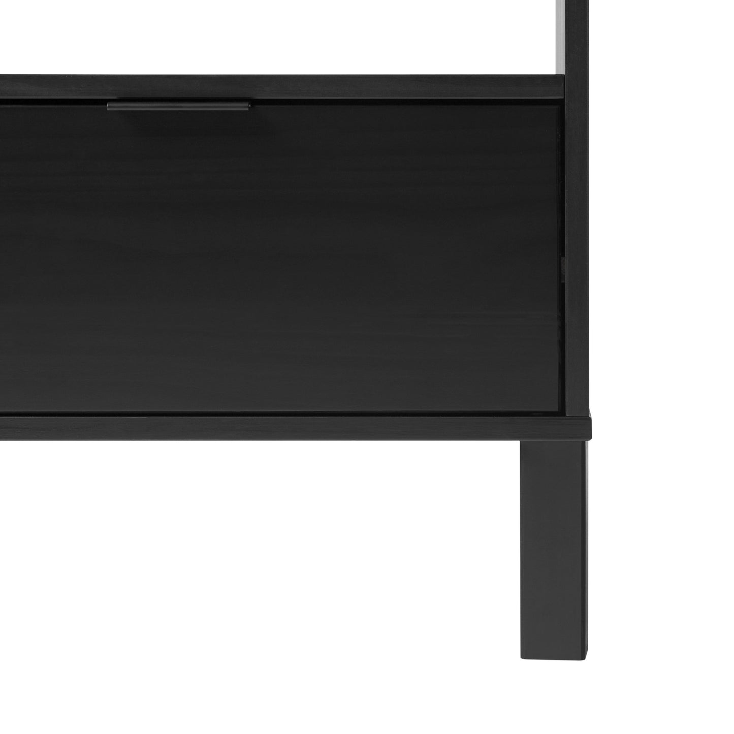 Modern Minimalist Curved-Top Solid Wood Nightstand – Black, Bedside Table