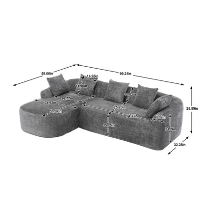 COOLMORE Boucle Sofa 3 Seater for Living Room Oversized Comfy Sofa L-Shape Sofa Couch with Chaise Home Furniture Sleeper Sectional Sofa for Apartment, Office Left Hand Facing (Gray)