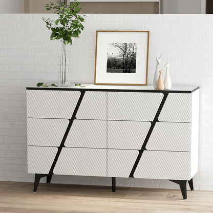 White blister twill modern six-drawer cabinet