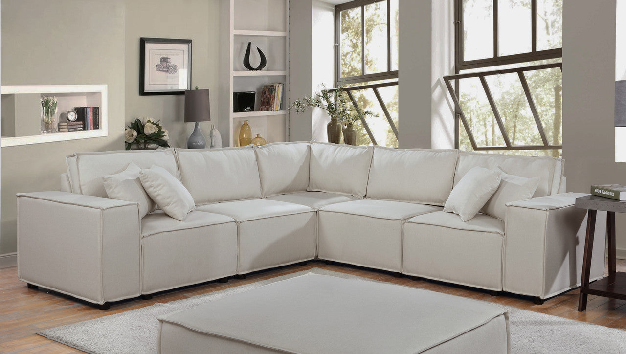 Jenson 99" Modular Sectional Sofa in Beige Linen