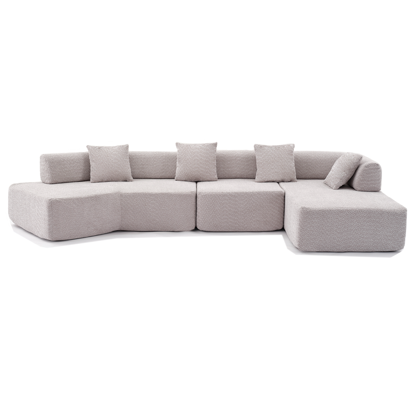 [NEW ARRIVED] [VIDEO PROVIDED]Modern Minimalist 140" L-Shape Couch ,No Assembly Required,Boucle,Modular Sofa ,Couch with Chaise,Free Combination Foam-Filled Sofa, 4 Seats, Gray