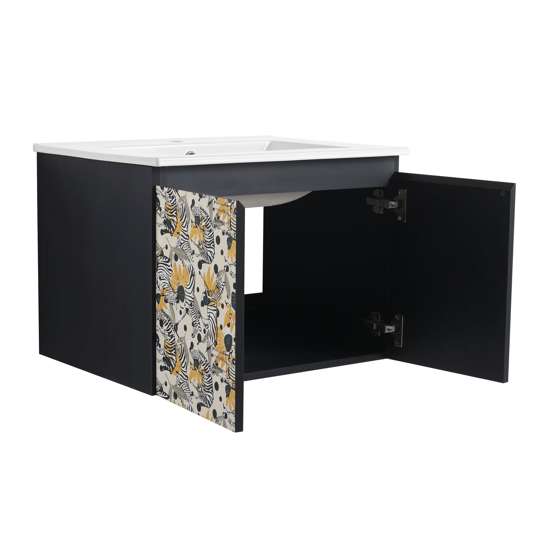 24'' Floating Wall-Mounted Bathroom Vanity With Ceramics Sink & Soft-Close Cabinet Door, KD-Package