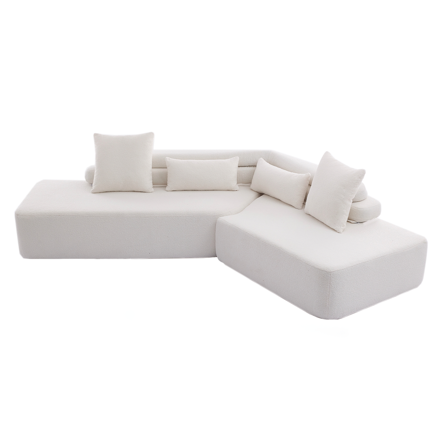 [NEW ARRIVED] [VIDEO PROVIDED] 128"Minimalist Cloud Sectional Couch ,Modern Couches ,4-Seater ,No Assembly,Two modular sofa,Boucle Teddy  Fabric, upholstered , anti-wrinkle fabric, Beige