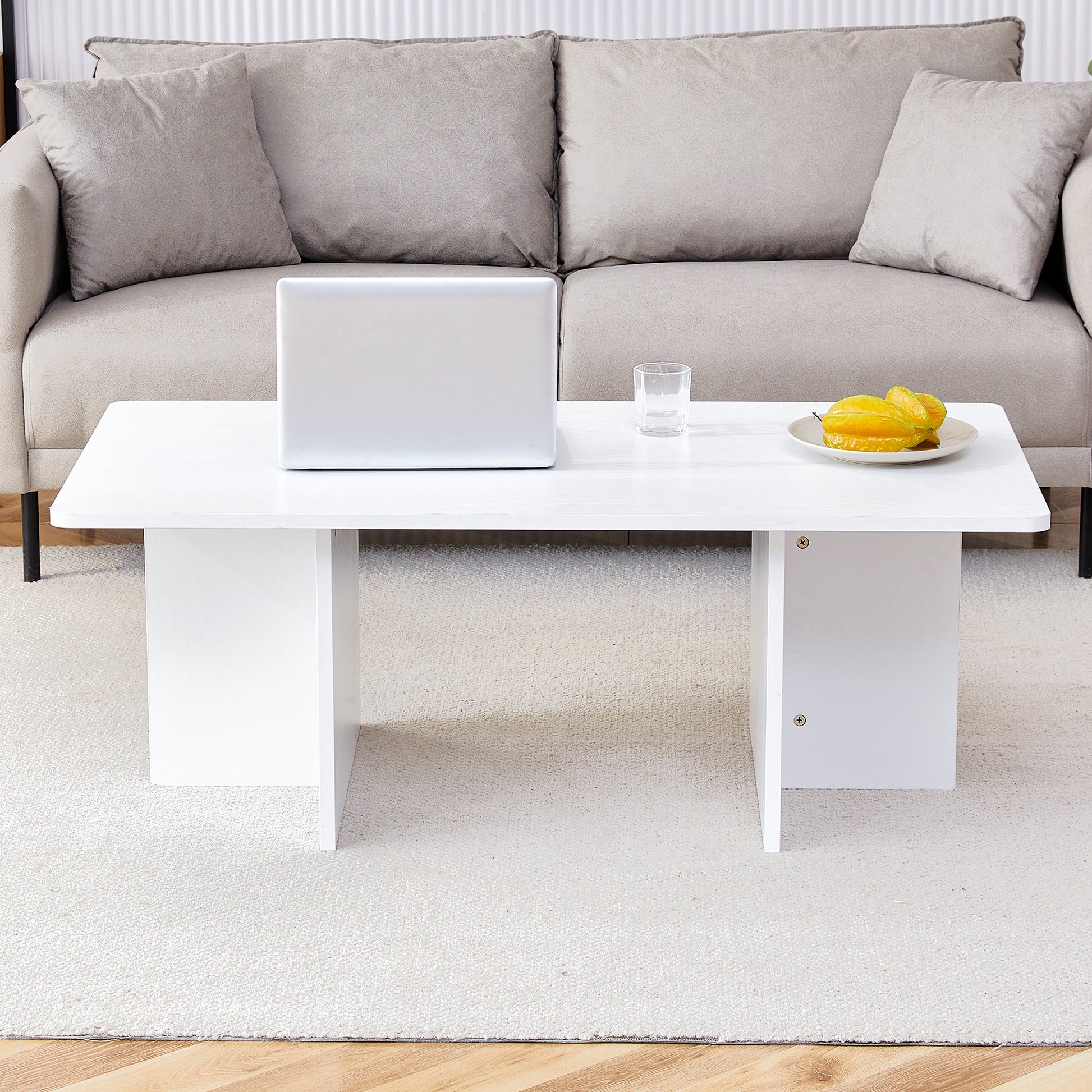 A modern and practical white coffee table. The coffee table is made of medium density fiberboard material, Suitable for living room, bedroom, and study. CT-2O