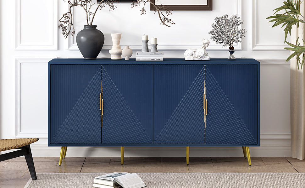 U_STYLE Stylish Sideboard with Wave Geometric Design, Conical Legs, Adjustable, Suitable for Study, Entryway and Living Room