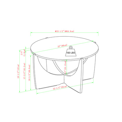 Contemporary Open Arch-Base Round Coffee Table – Cerused Ash