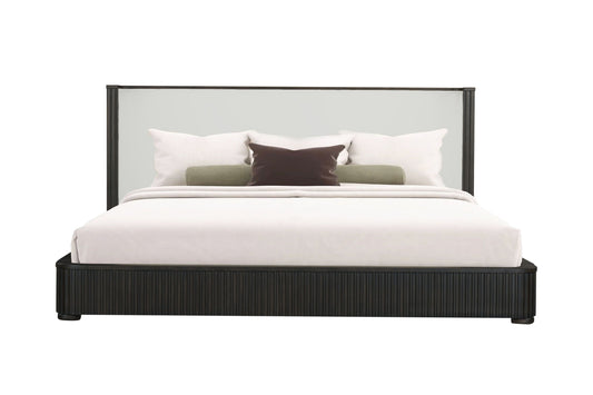 Clayten Fabric & Espresso Finish Queen Bed