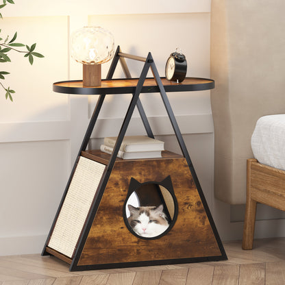 Cat house,end table.Wood cat condo black vintage pet furniture