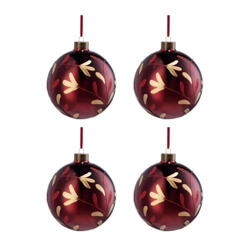 D4.7" Christmas Ball Ornaments, Glass Decorative Hanging Ball Christmas Tree Ornaments for Holiday Party Decorations, Set of 4