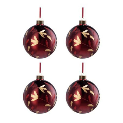 D4.7" Christmas Ball Ornaments, Glass Decorative Hanging Ball Christmas Tree Ornaments for Holiday Party Decorations, Set of 4