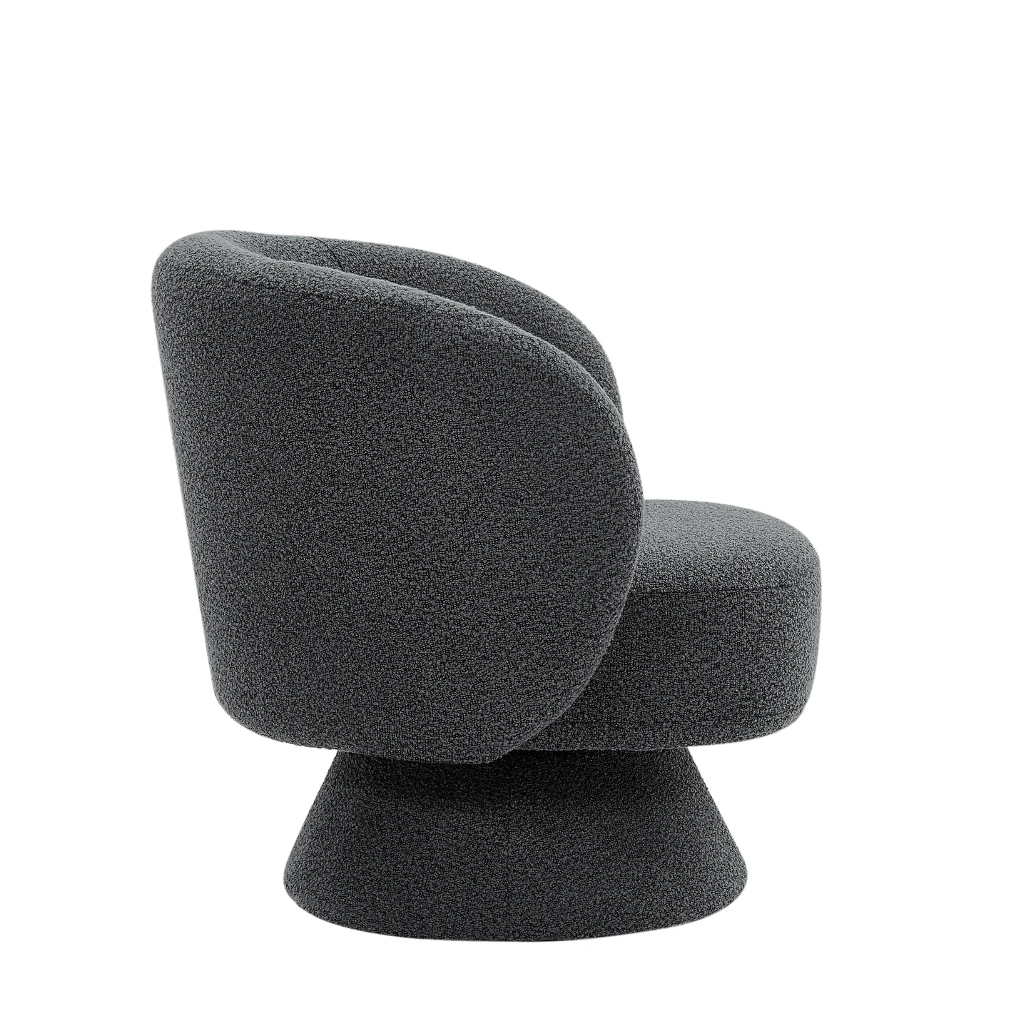 360 Degree Swivel Sherpa Accent Chair Modern Style Barrel Chair with Toss Pillows for home office, living room, bedroom, Dark Grey