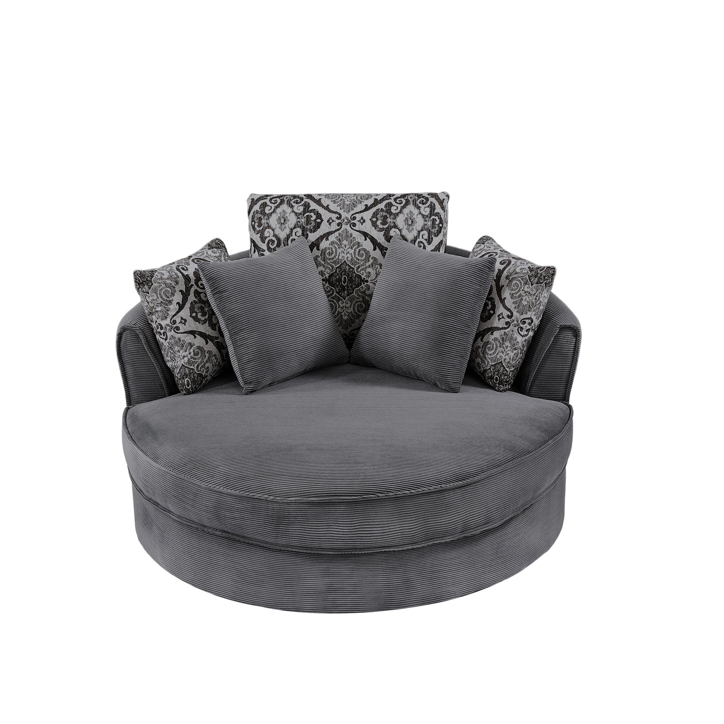 Swivel Accent Barrel Chair with 5 Movable Pillow 360 Degree Swivel Round Sofa Chair for Living Room,Bedroom, Hotel(Old SKU:WF315766AAE), Grey