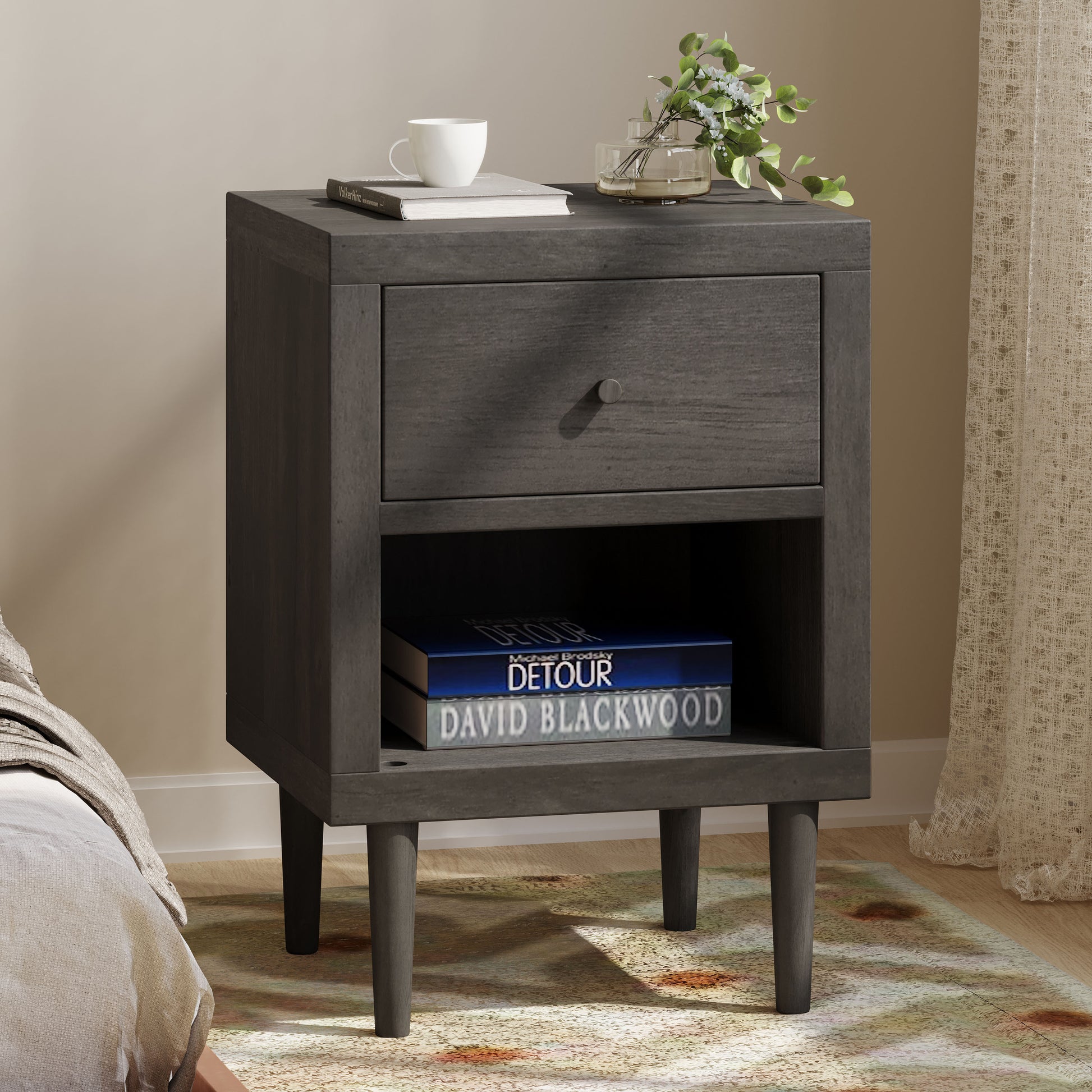 Ashley Modern Nightstand 1-Drawer, Bedside Table