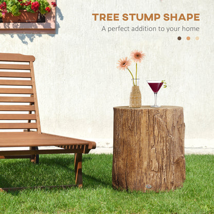 HOMCOM Tree Stump Stool, Decorative Side Table with Round Tabletop, Concrete End Table with Wood Grain Finish, for Indoors and Outdoors, Natural