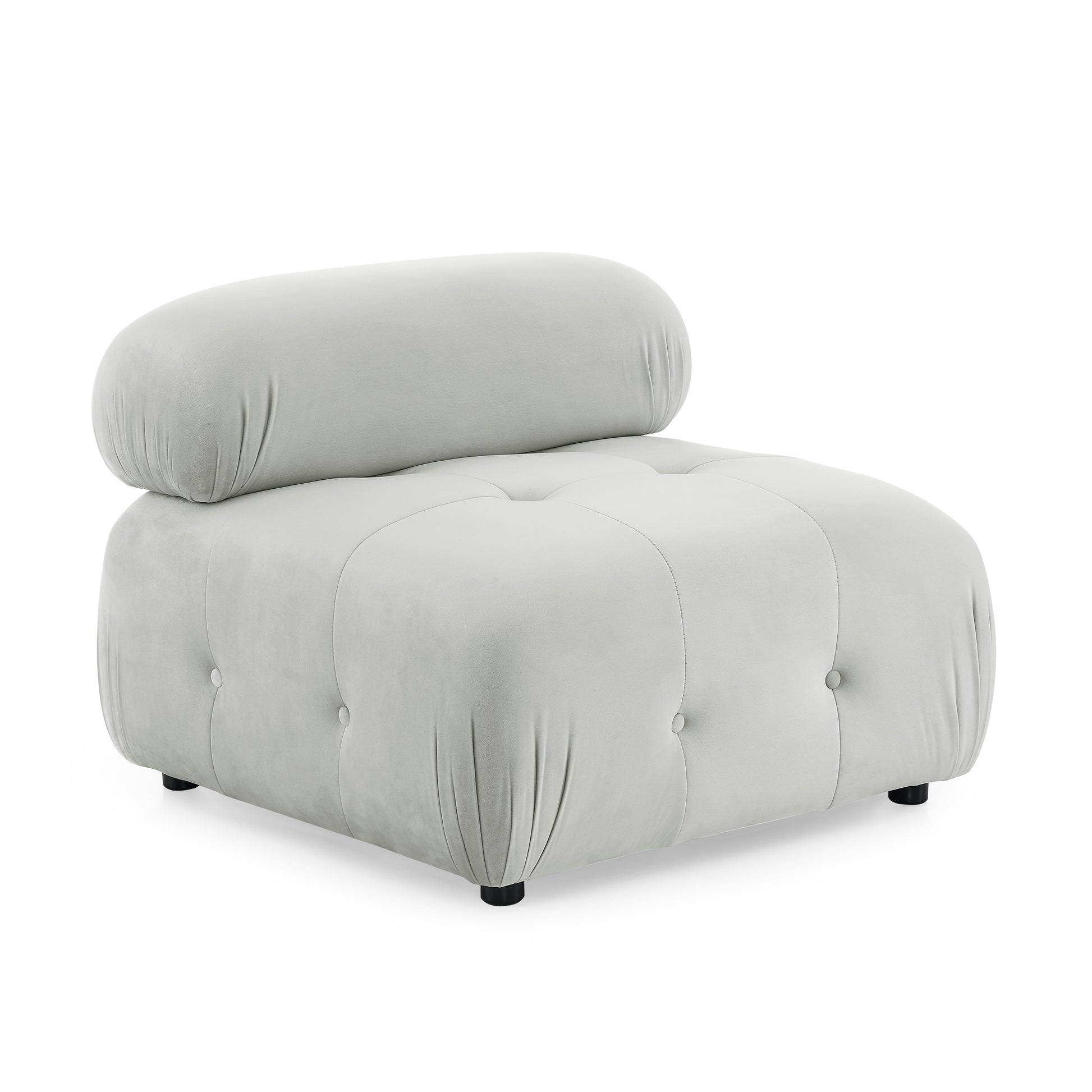 Modular Sectional Sofa, Button Tufted Designed and DIY Combination,L Shaped Couch with Reversible Ottoman, Grey Velvet