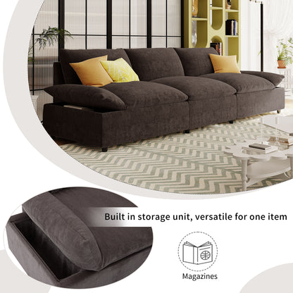 [ Video Provided] U_STYLE 119.5'' 3 Seater Sofa with 2 Storage Units , for Living Room, Office, Apartment