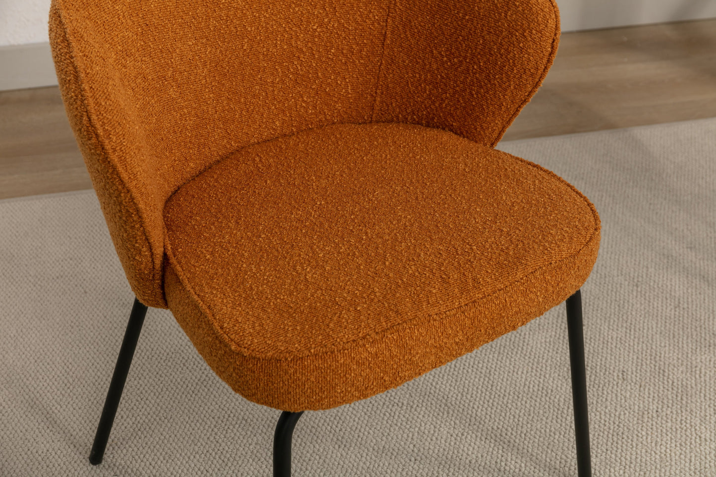 Retro Minimalist Modern Boucle Fabric Dining Chairs