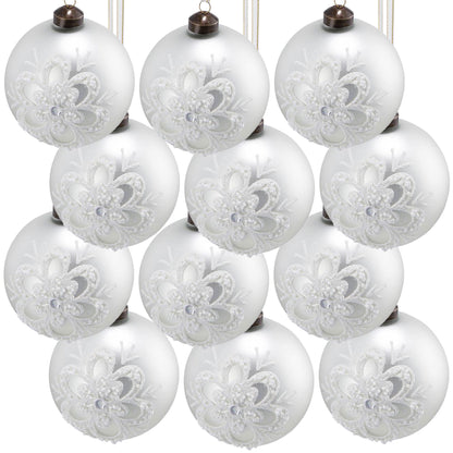 D3" Christmas Ball Ornaments, Glass Decorative Hanging Ball Christmas Tree Ornaments for Holiday Party Decorations, Set of 12