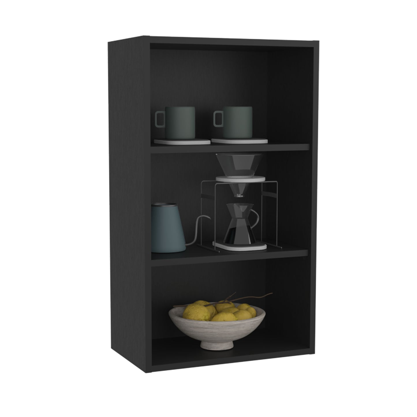 Eco 36" High Open 3-Tier Wall Cabinet, Wall Shelf, Storage Cabinet, Cube Shelf Bedroom, Office, Living Room, Garage Black