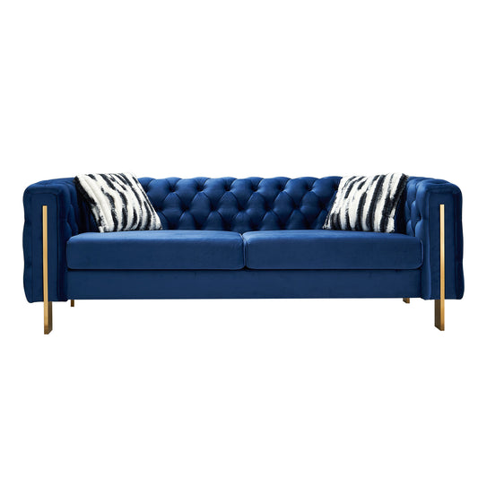 Chesterfield Modern Tufted Velvet Living Room Sofa, 84.25''W Couch,Blue