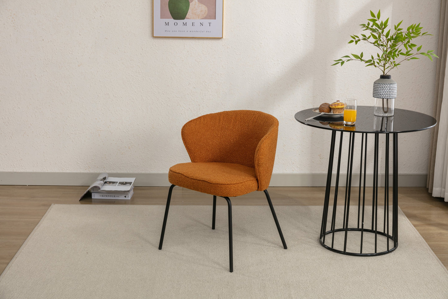 Retro Minimalist Modern Boucle Fabric Dining Chairs