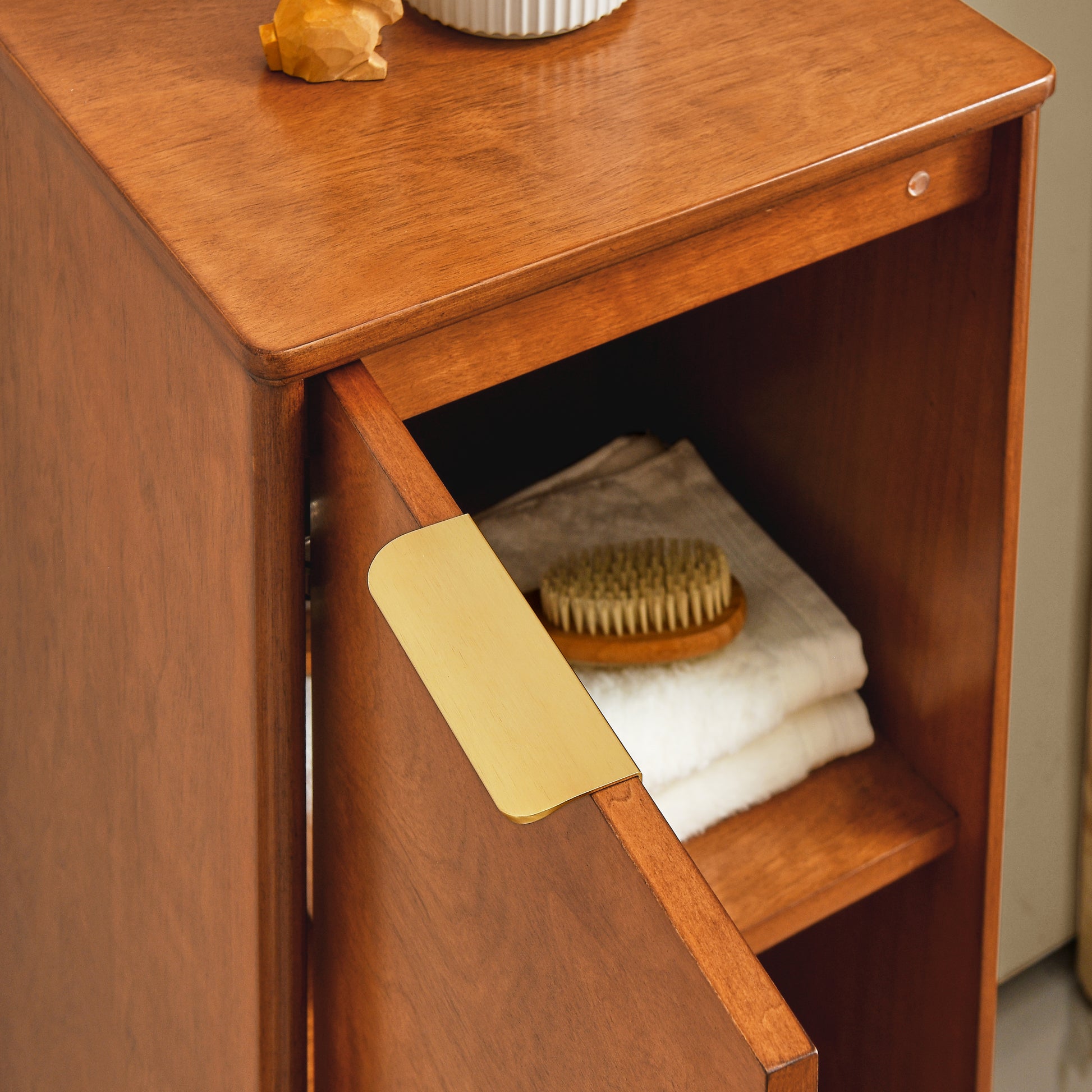 Modern Bathroom Floor Cabinet &Linen cabinet with Adjustable Shelves,Antique Brass(14.5"×12.6"×35.7")