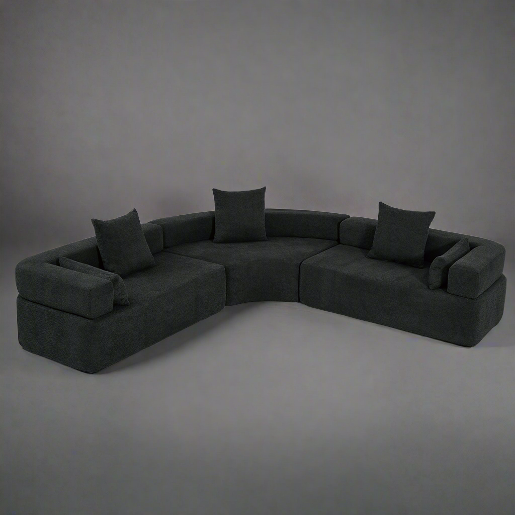 Black Modular Oversized Semicircular Sofa