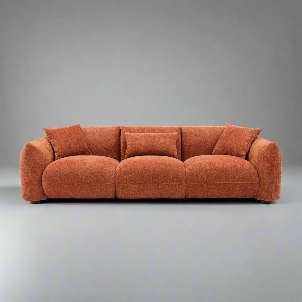 Burnt Orange Mid-Century Modern 3-Seater Sofa