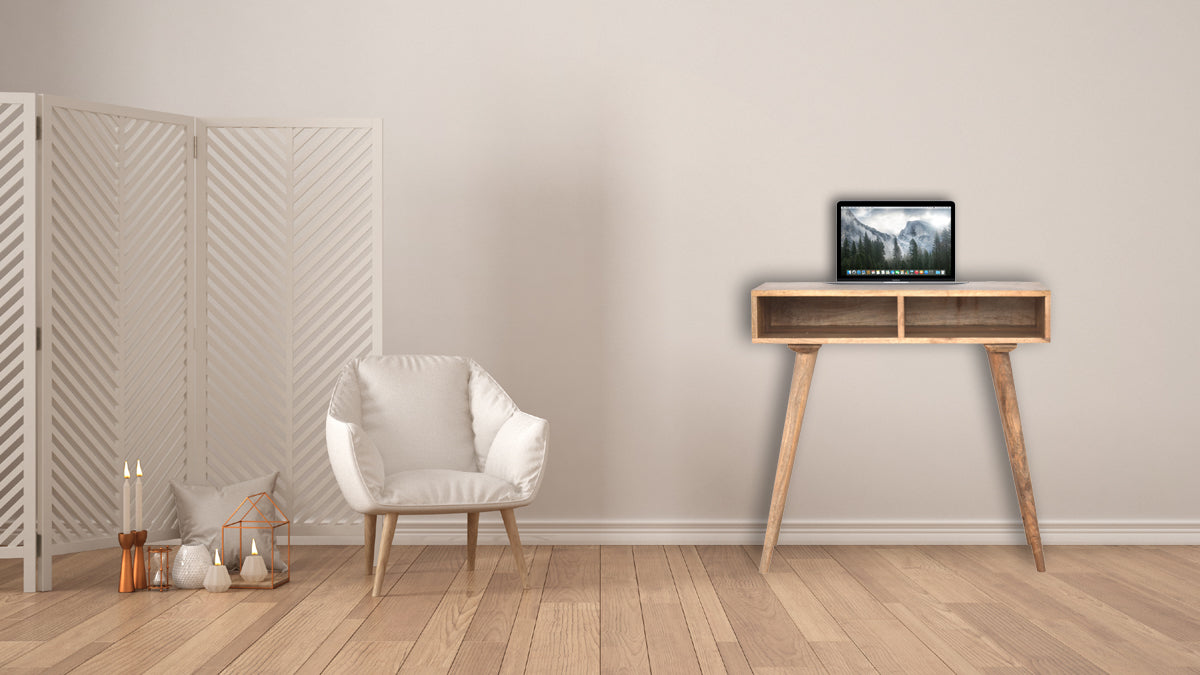 Oak-ish Open Shelf Writing Desk