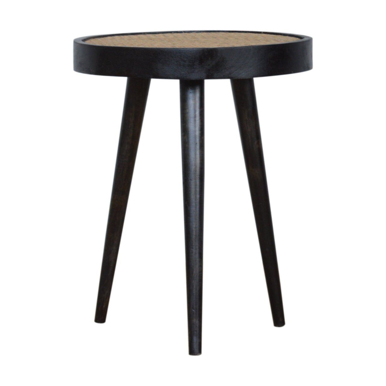 Carbon Black Rattan End Table