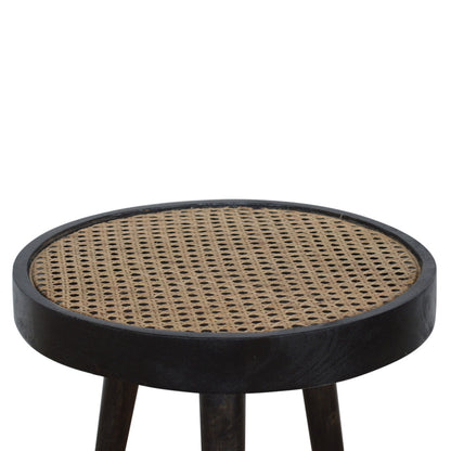 Carbon Black Rattan End Table