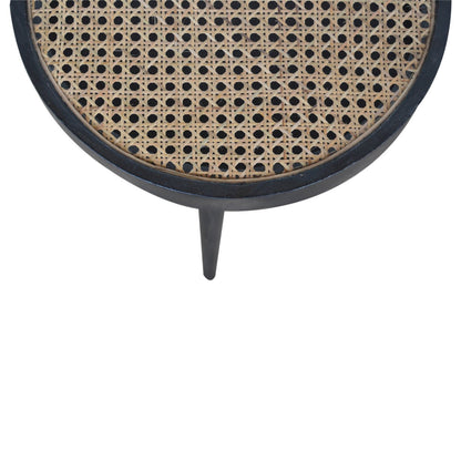 Carbon Black Rattan End Table