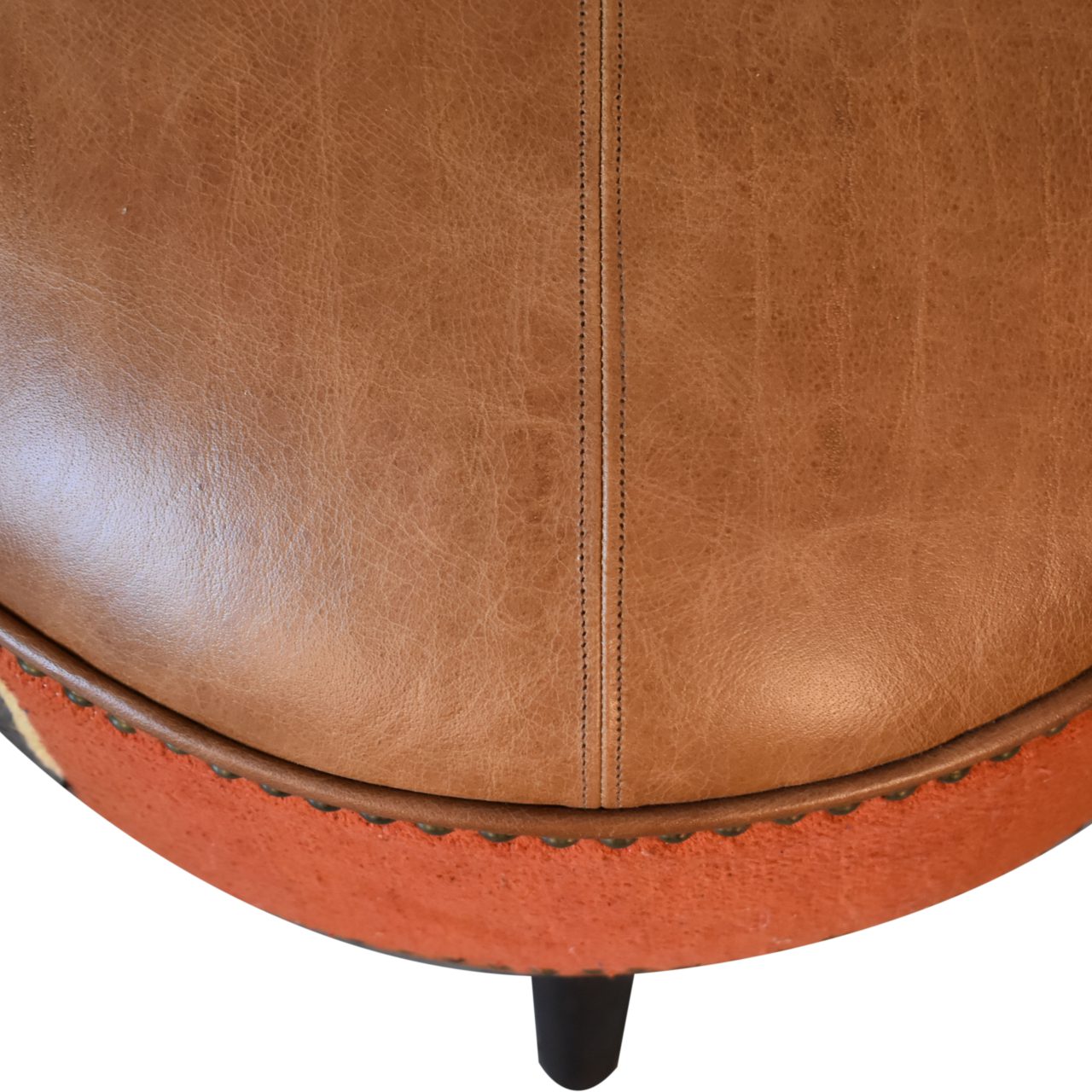 Durrie & Leather Mixed Footstool