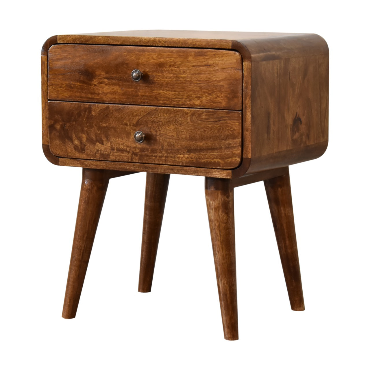 Curved Chestnut Bedside