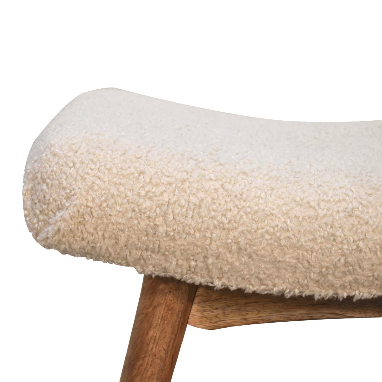 Juniper Boucle Cream Curved Bench